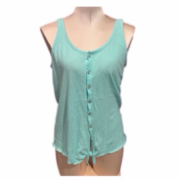 chasor Tops - BNWOT Women's Cotton Aqua Button-Down Tank Top